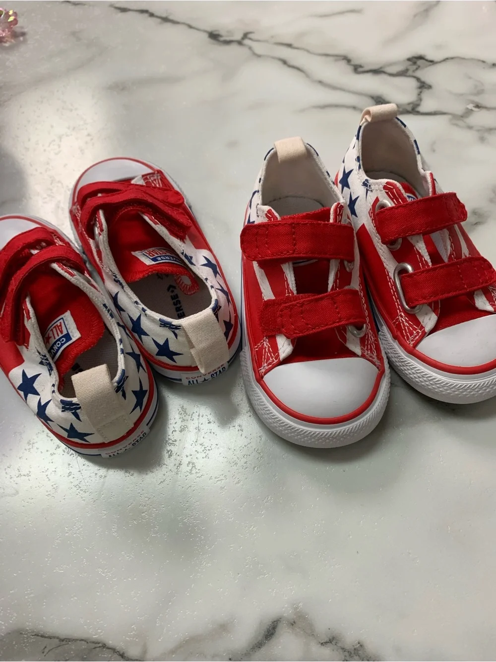 Converse TWINS Infants Kids Red, White & Blue Star Sneakers size 6 4th of july